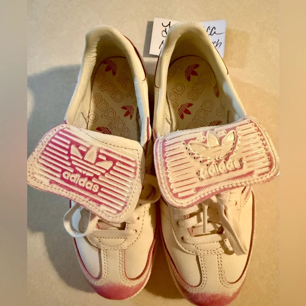 Adidas Samba Distressed Pack Cream White/ Shock Pink Leather Sneakers Women’s 7 - Picture 5 of 11